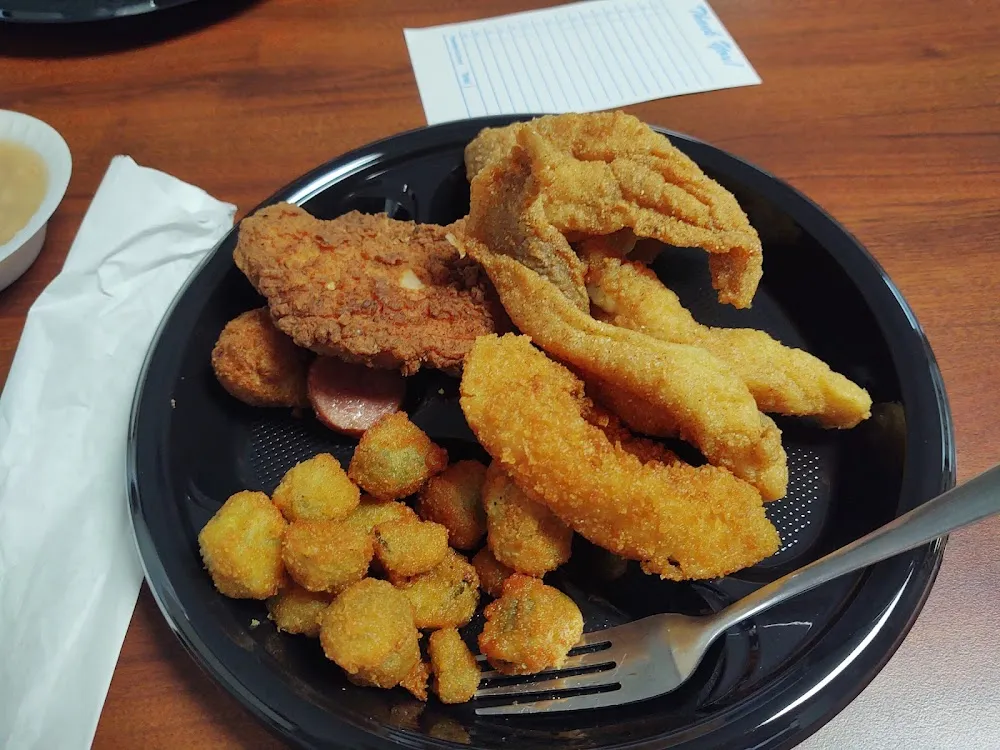 Catfish Fried Okra and a Pork Chop